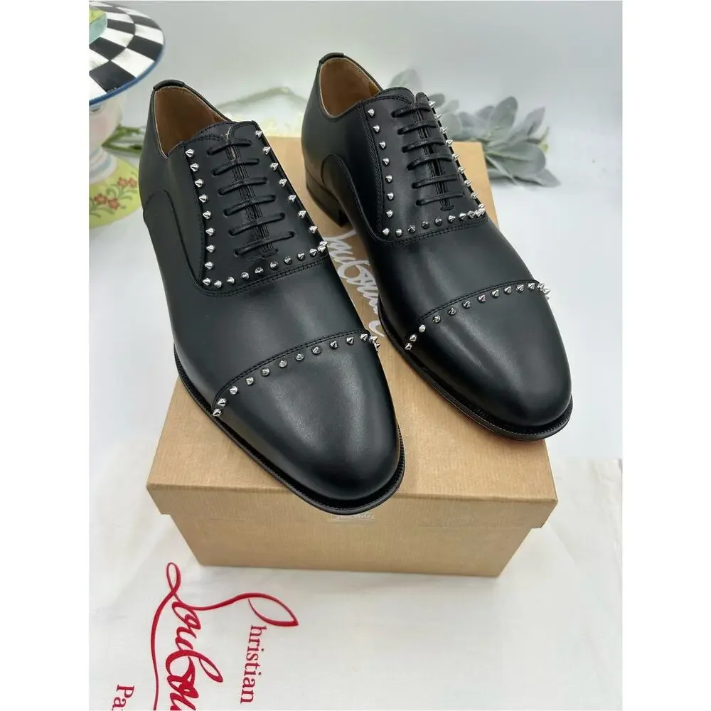 Men's Christian Louboutin CLOOCLOO spiked Leather, Oxford, size 41 made in Italy